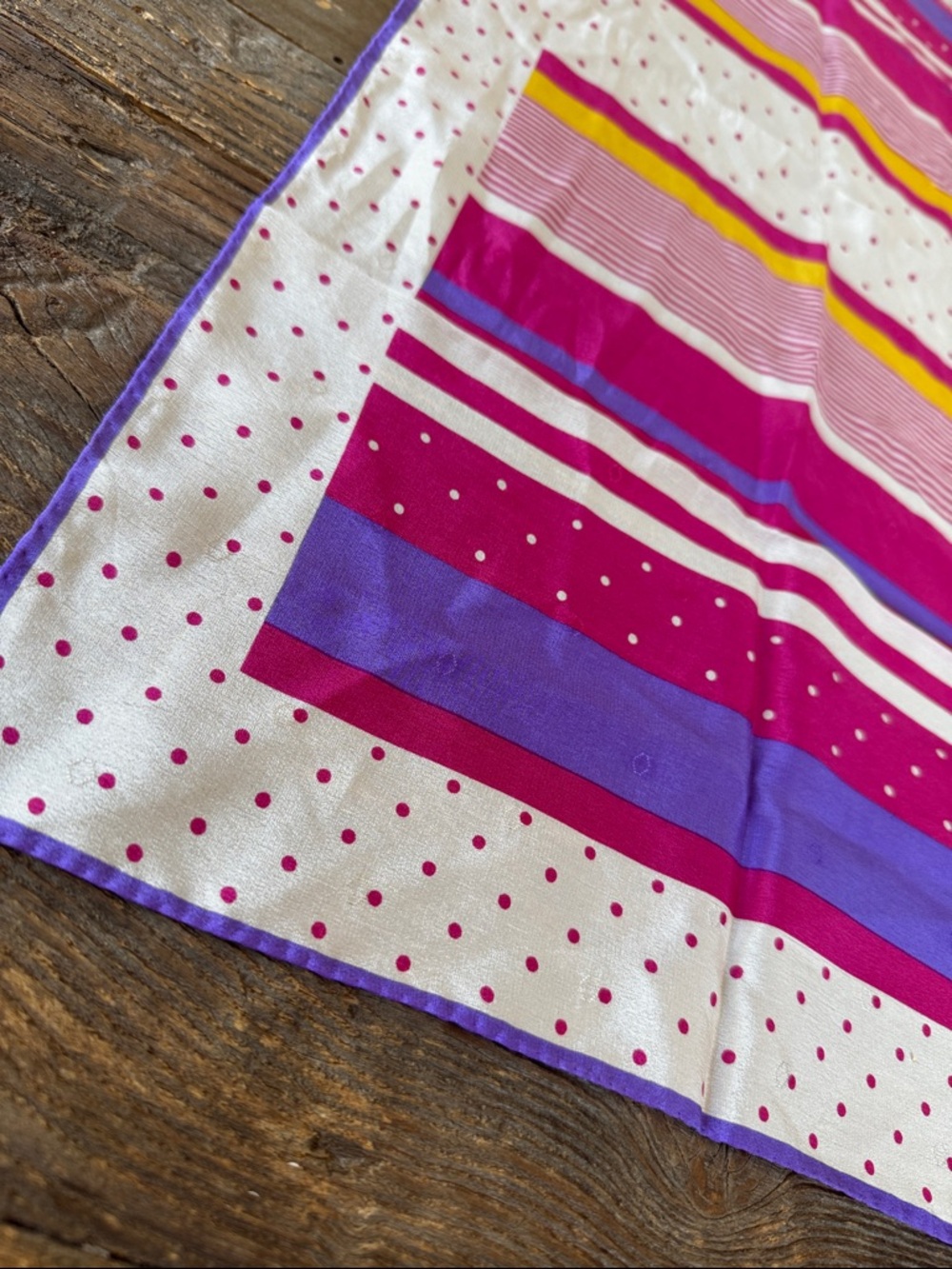 Adrienne Vittadini vintage polk a dot striped silk scarf Deadstock - Picture 3 of 6
